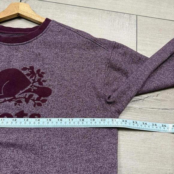 Roots Canada Maroon Beaver Logo Crewneck Sweatshirt Heather Burgundy Size M Wmns - Picture 6 of 8